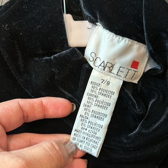 Vintage Scarlett Velour Velvet Black Horse Bit Mock Neck 7/8 GoGo Goth Dress - Picture 7 of 16